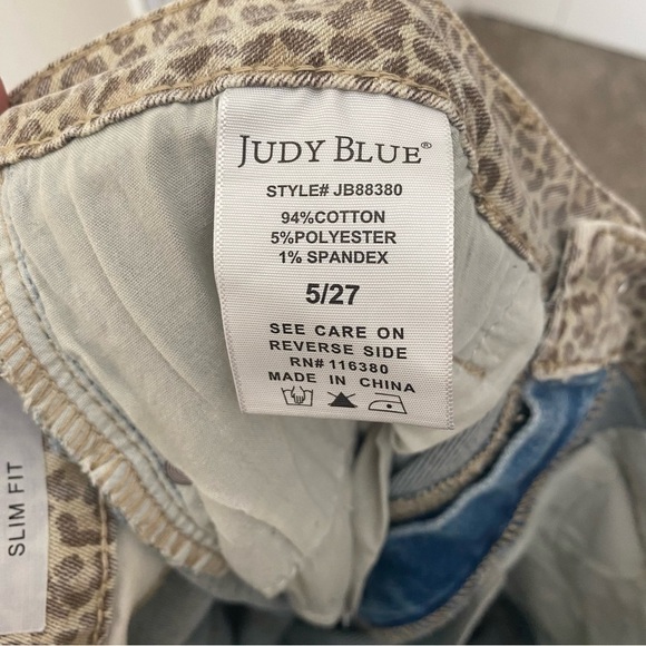 Judy Blue | Women's Cheetah Camo Block High Rise Slim Fit Jeans Size 27 - Picture 9 of 9